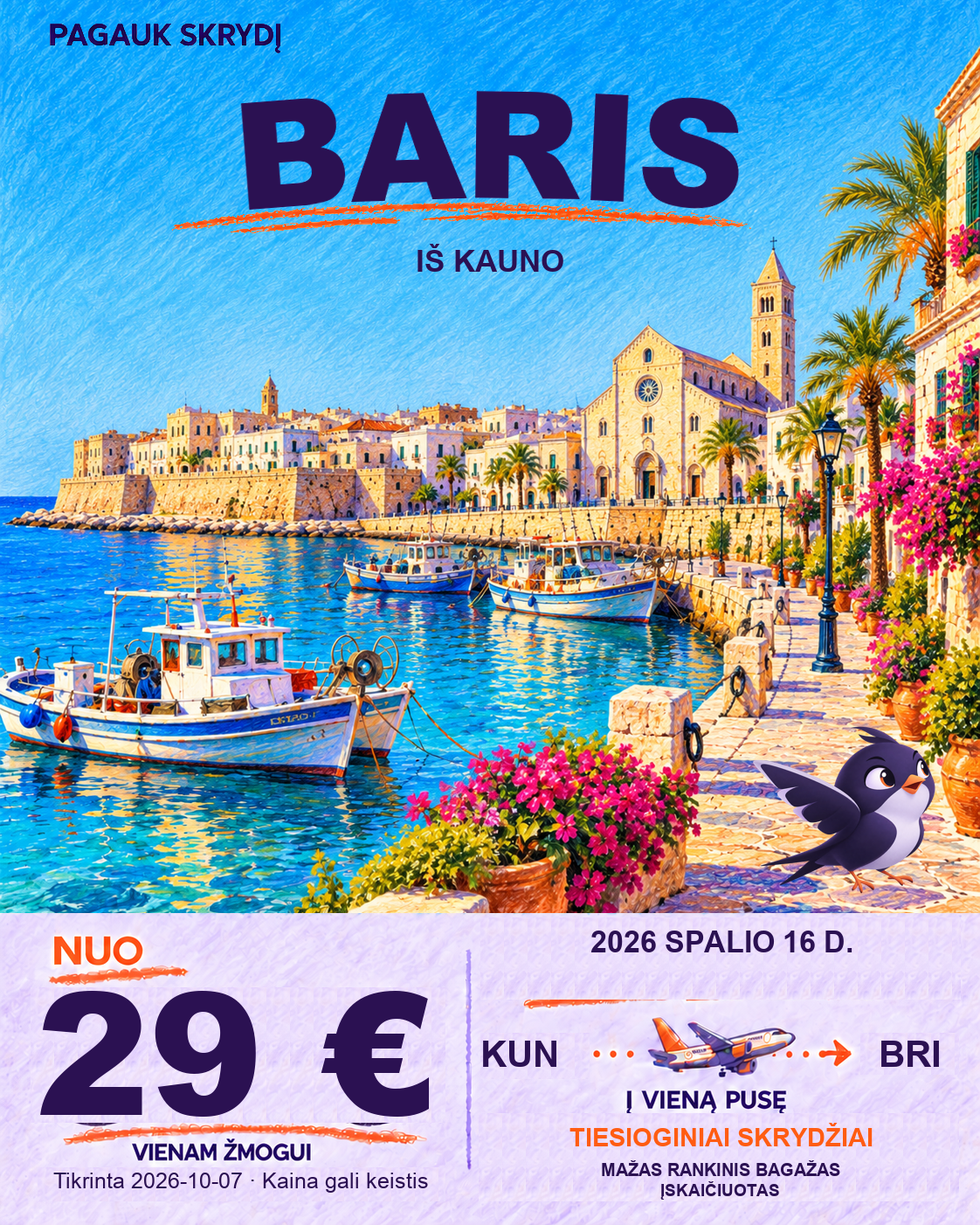 Baris, nuo 29 € į vieną pusę