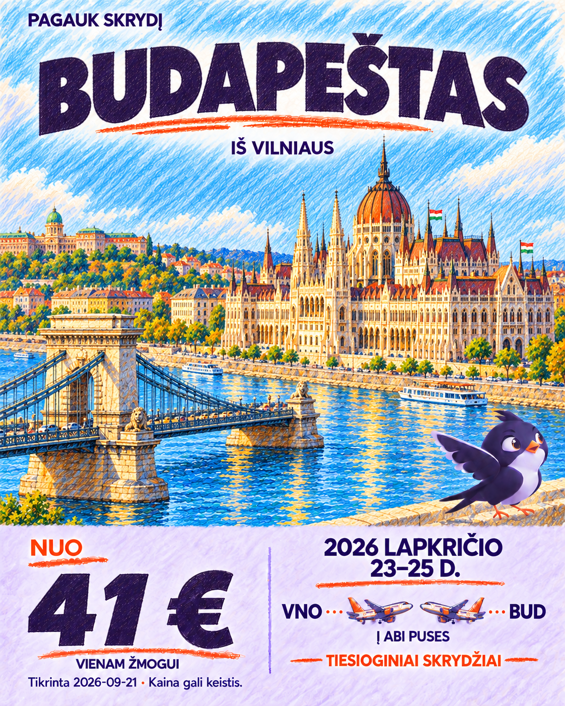 Iliustruotas Budapeštas. Iš Vilniaus lapkričio 23–25 d., nuo 41 € į abi puses.