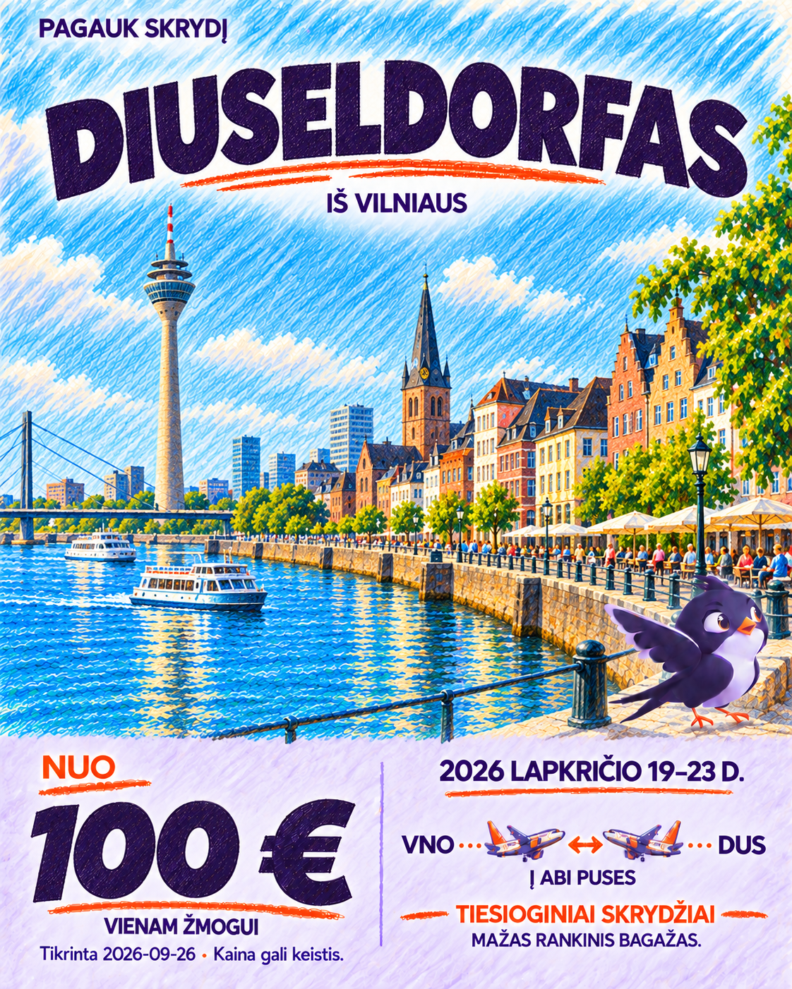 Diuseldorfas iš Vilniaus, nuo 100 € į abi puses