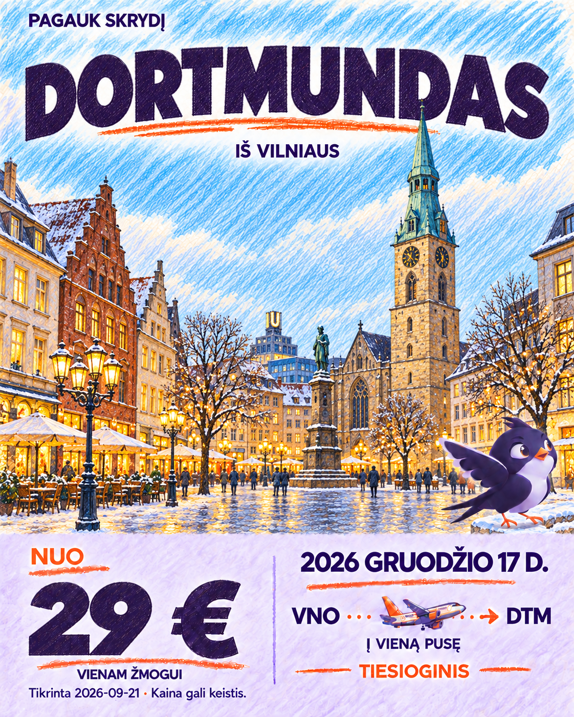 Iliustruotas Dortmundas. Vilnius–Dortmundas, gruodžio 17 d., nuo 29 € į vieną pusę.