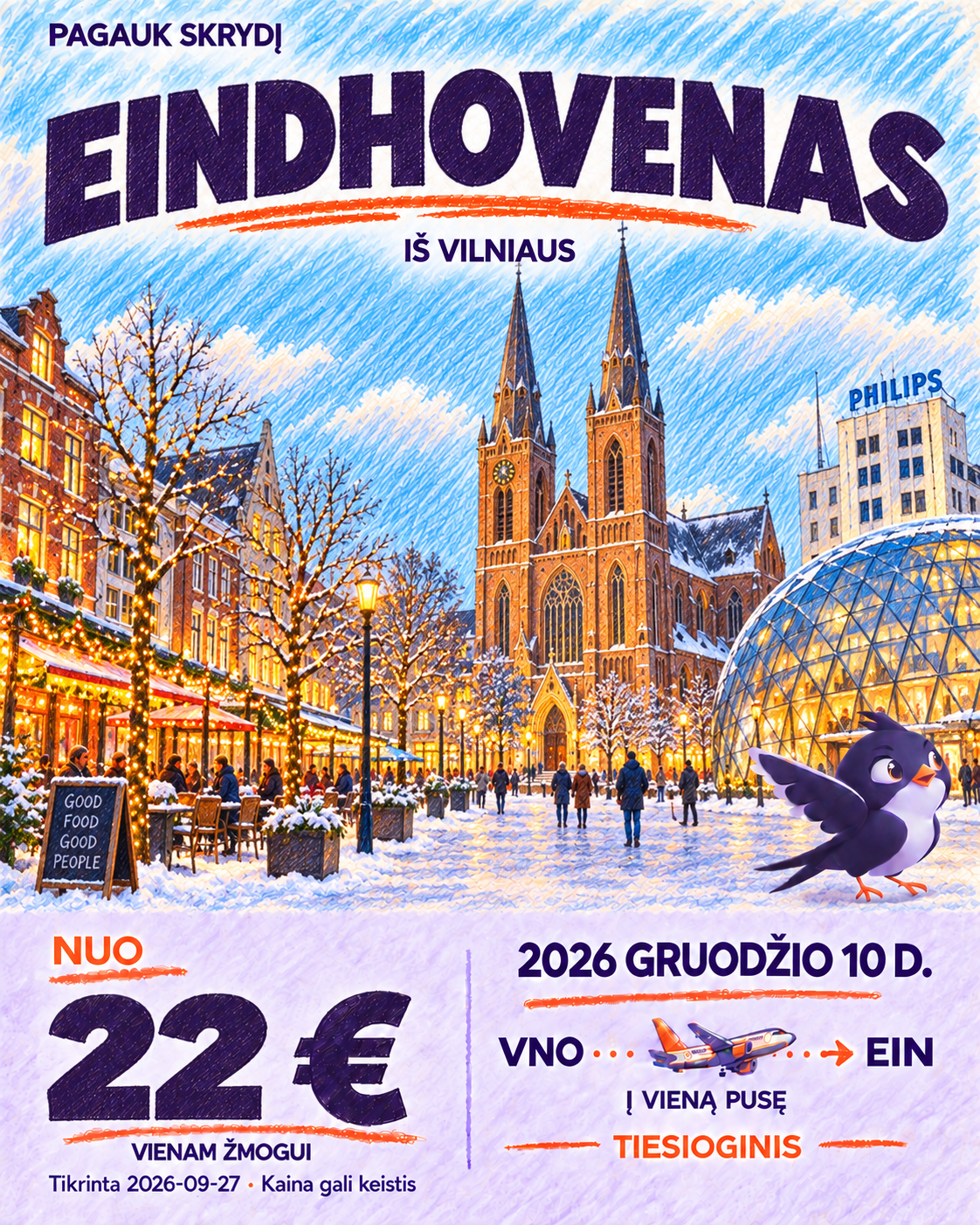 Eindhovenas iš Vilniaus, nuo 22 € į vieną pusę