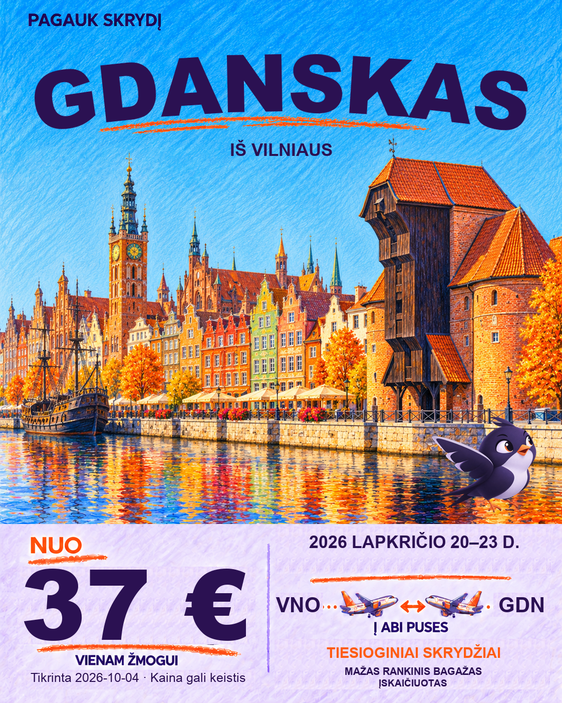 Gdanskas, nuo 37 € į abi puses