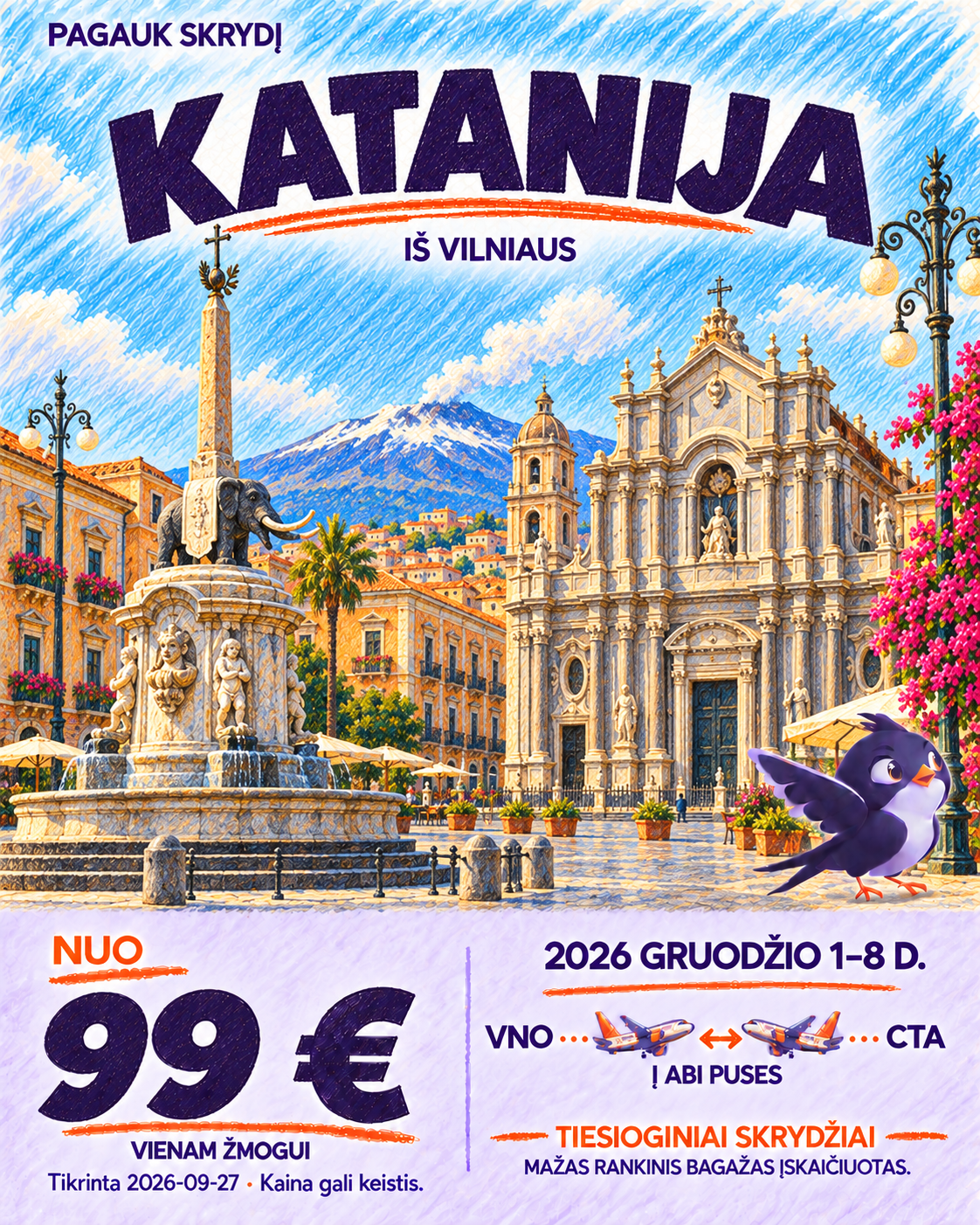 Katanija iš Vilniaus, nuo 136 € į abi puses