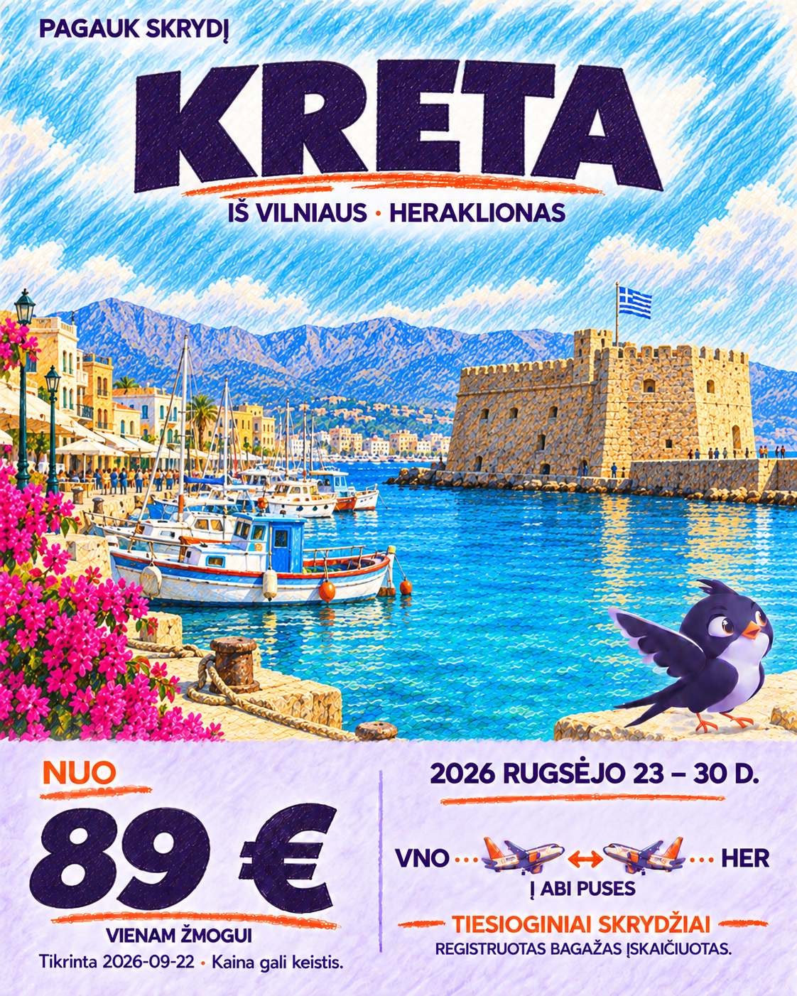 Iliustruotas Kreta. Iš Vilniaus rugsėjo 23–30 d., nuo 89 € į abi puses.