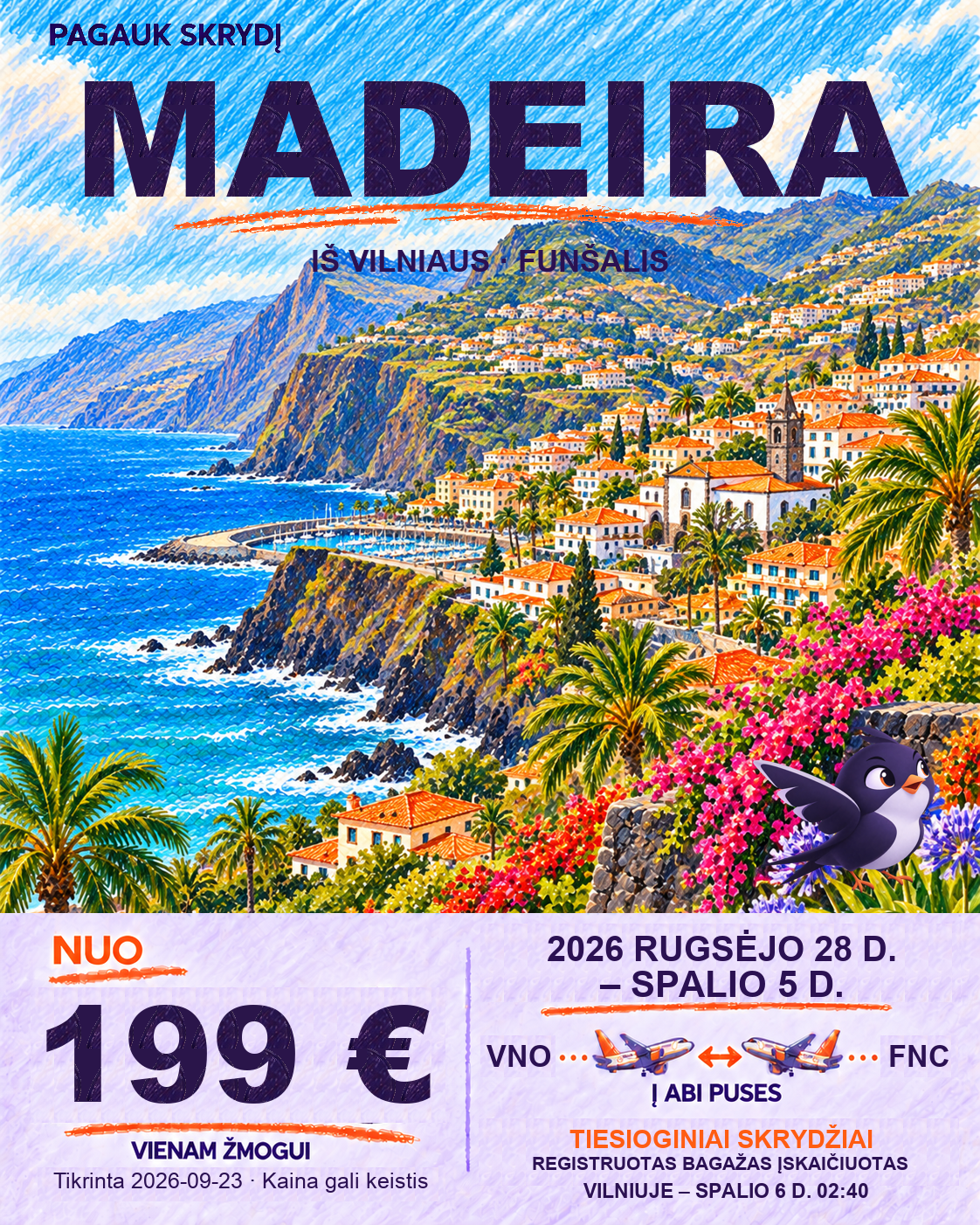 Madeira iš Vilniaus, nuo 199 € į abi puses
