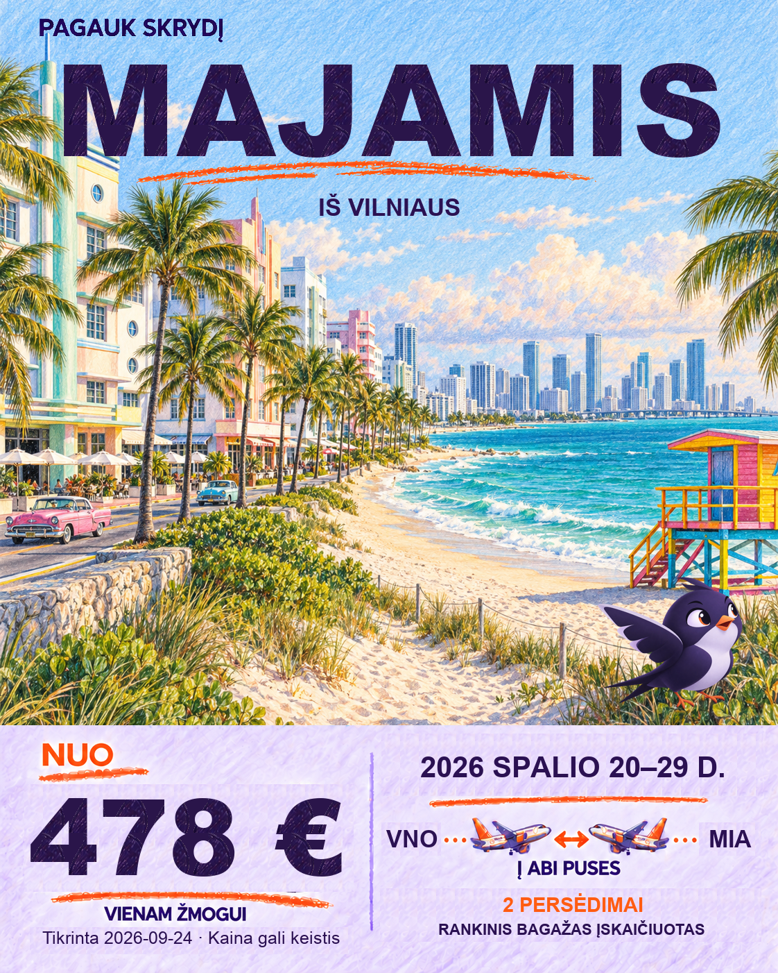 Majamis iš Vilniaus, nuo 478 € į abi puses