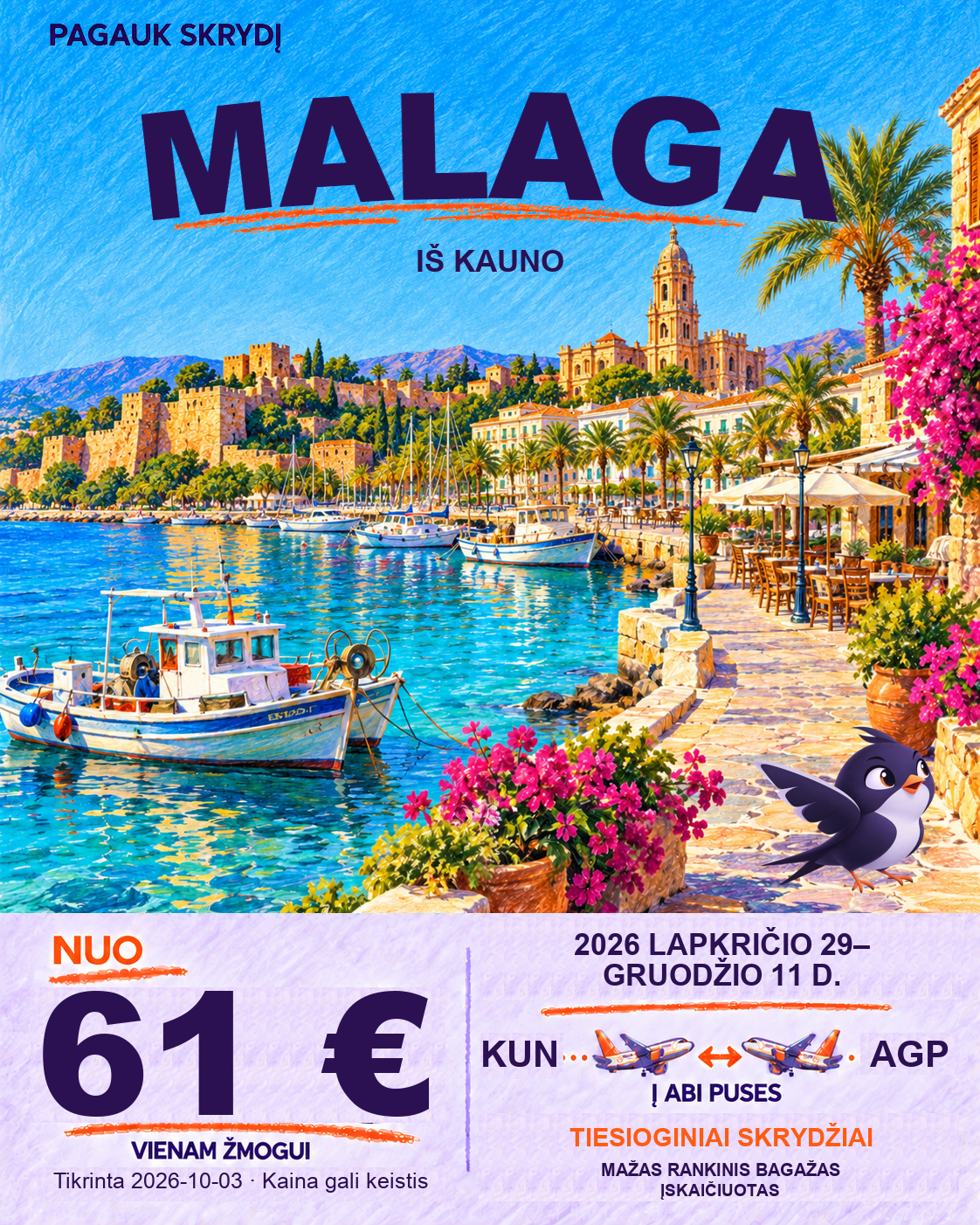 Malaga, nuo 61 € į abi puses