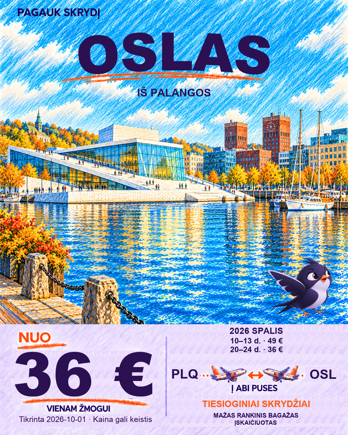 Oslas, nuo 36 € į abi puses