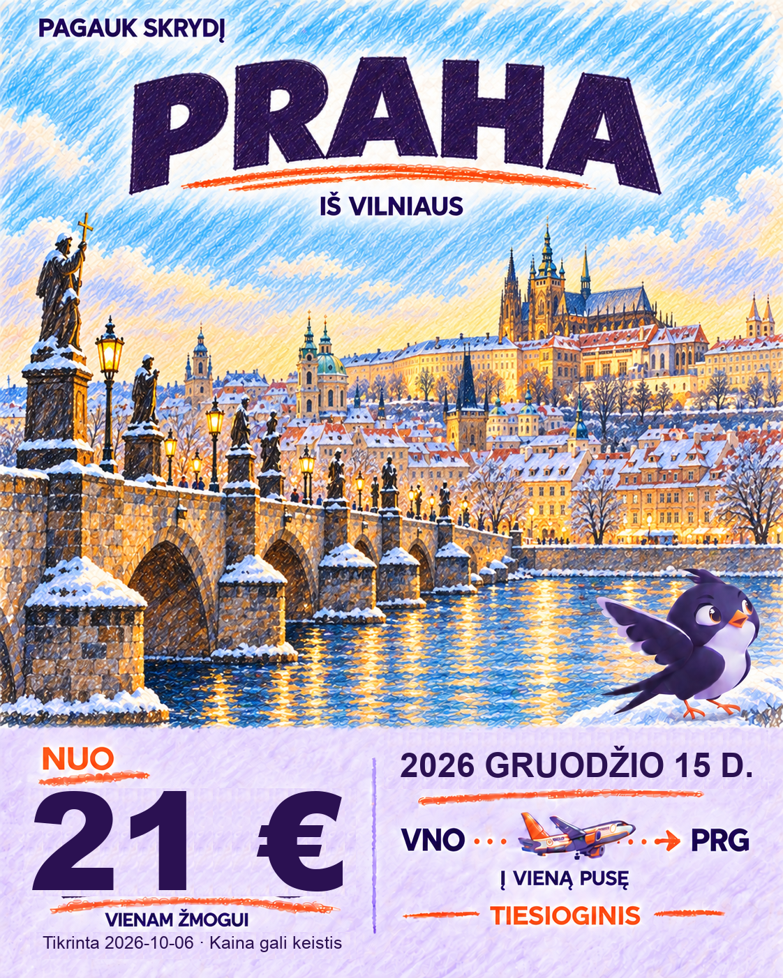 Praha iš Vilniaus, nuo 21 € į vieną pusę
