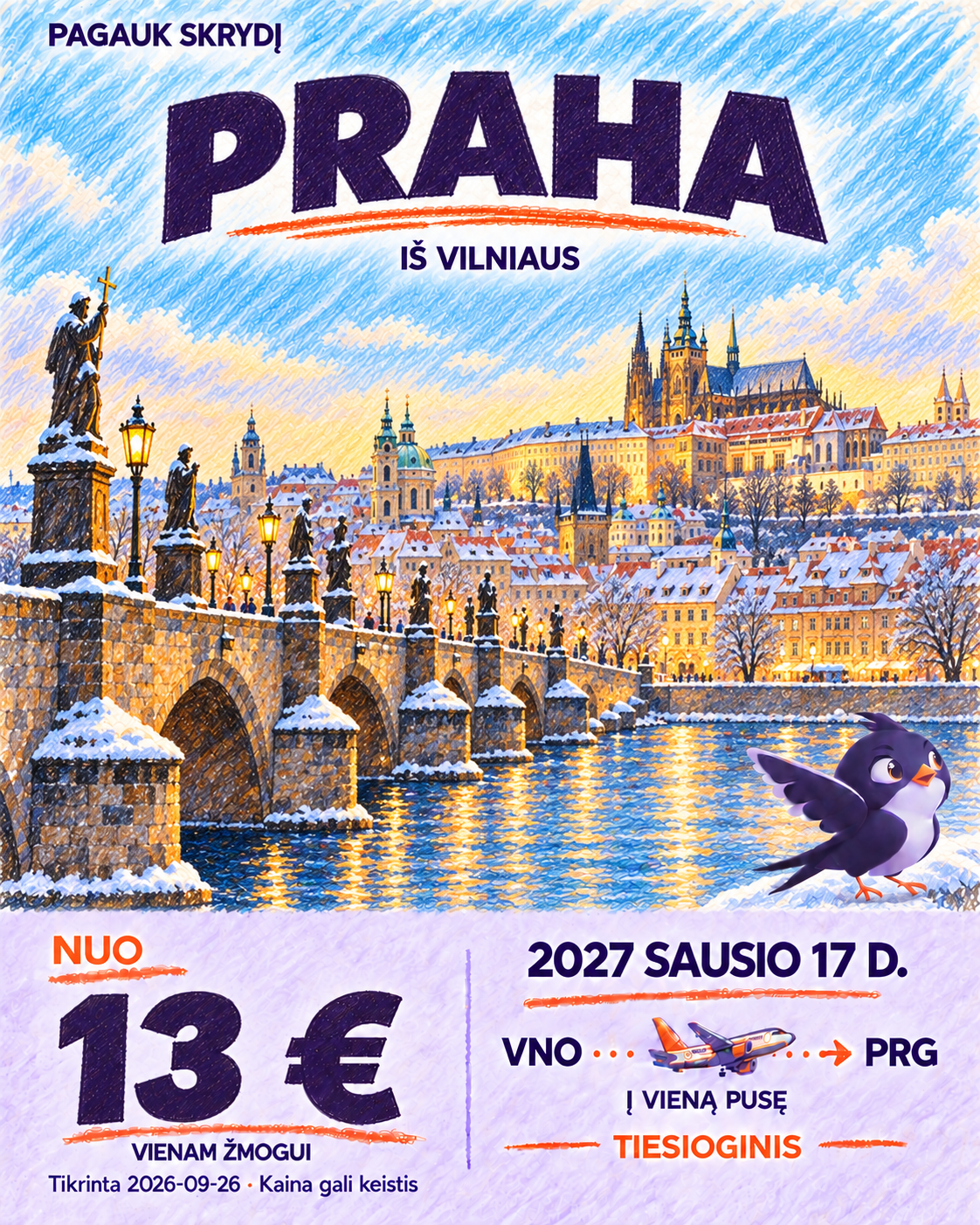 Praha iš Vilniaus, nuo 13 € į vieną pusę