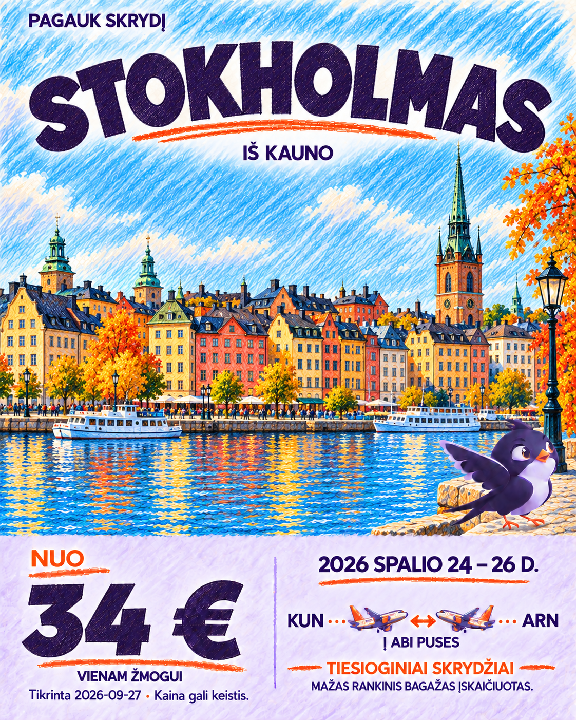 Stokholmas iš Kauno, nuo 34 € į abi puses