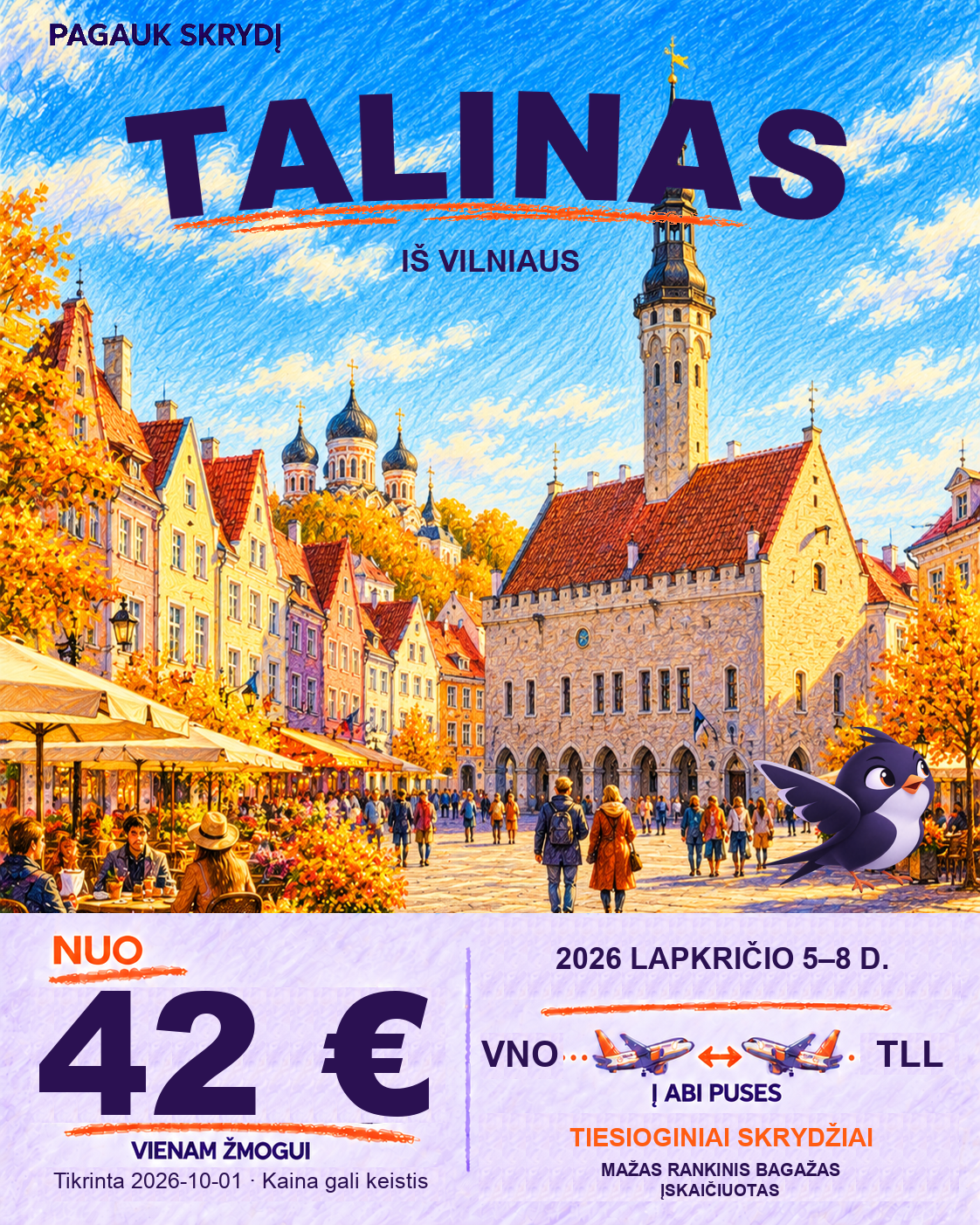 Talinas, nuo 42 € į abi puses