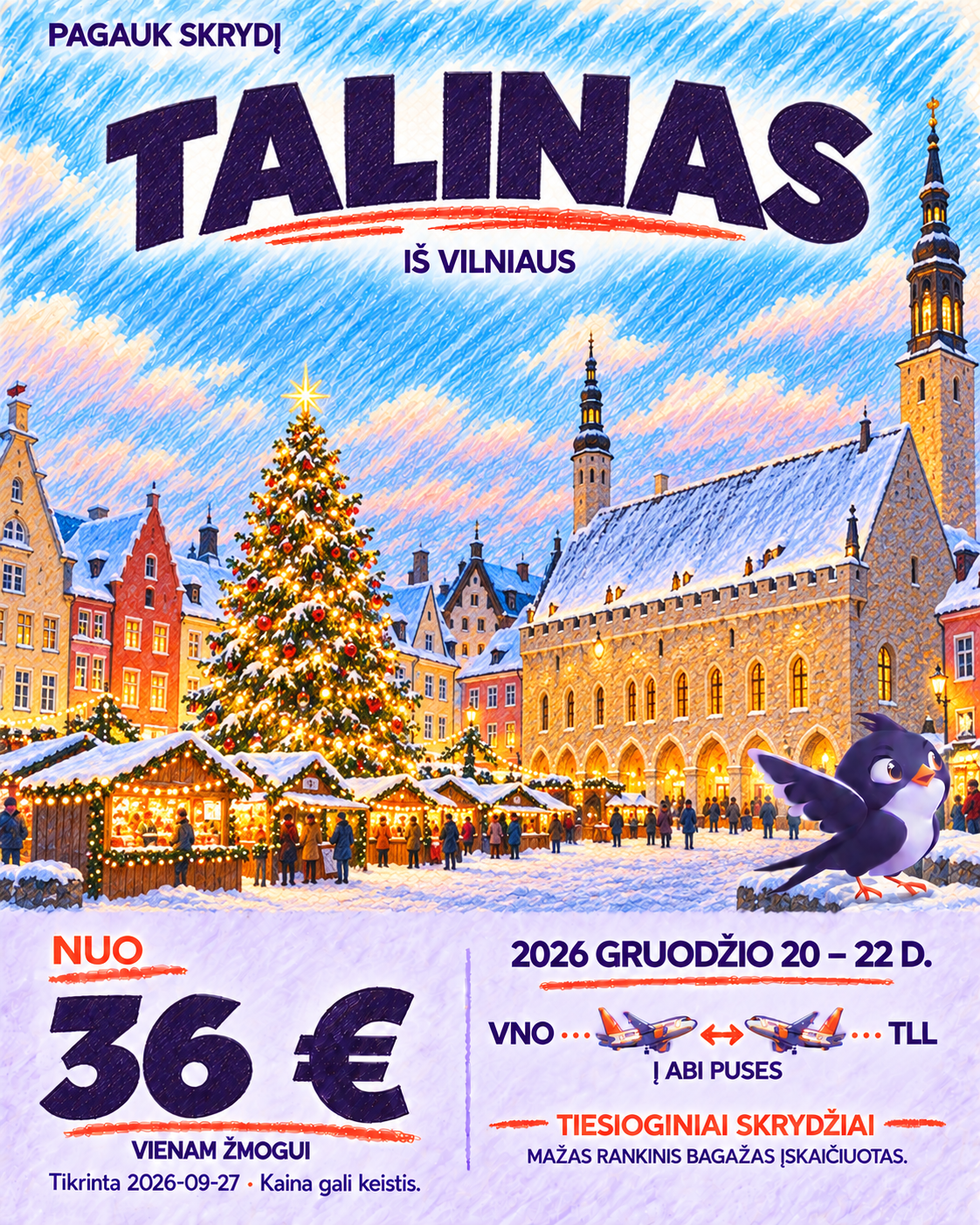 Talinas iš Vilniaus, nuo 36 € į abi puses