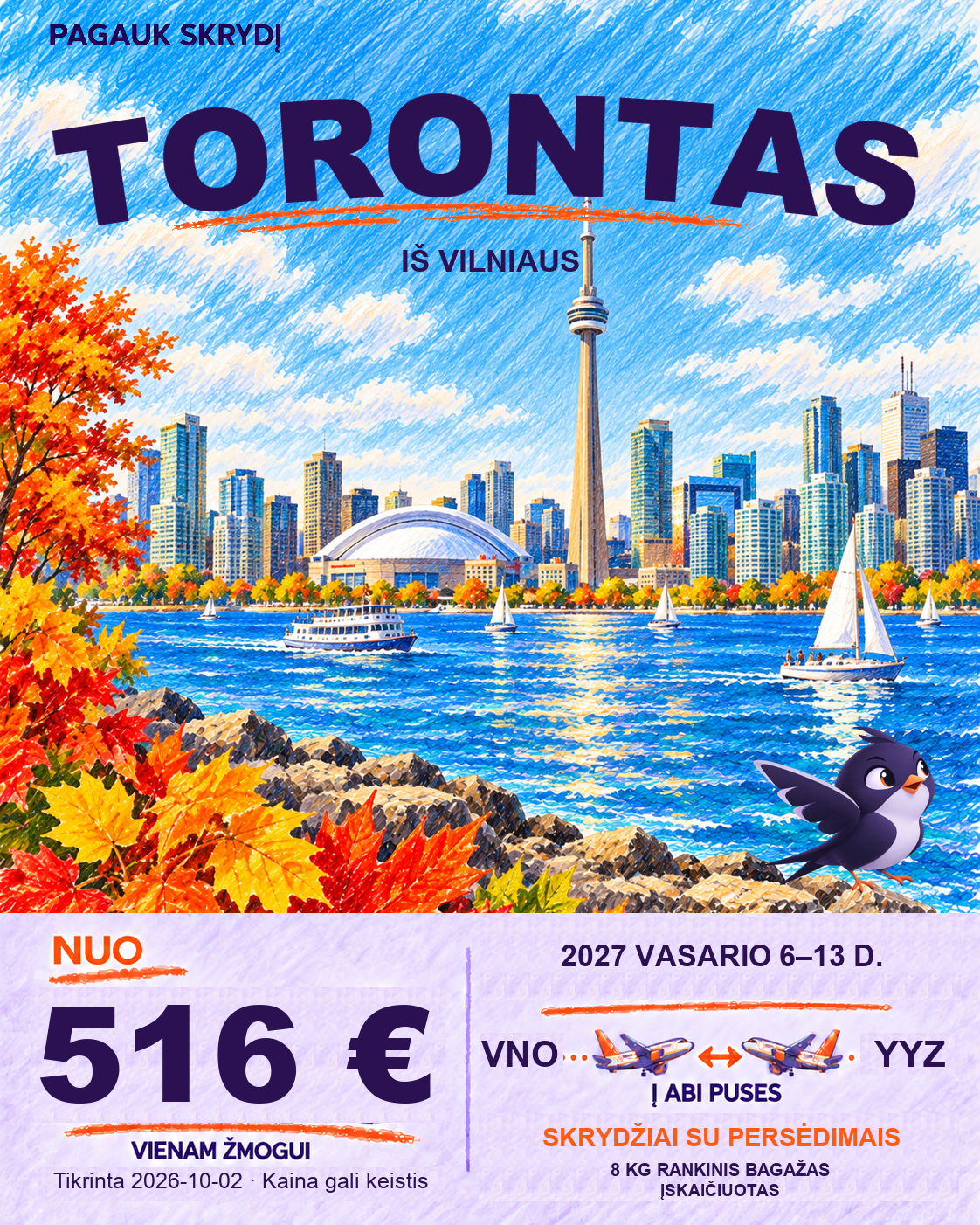 Torontas, nuo 516 € į abi puses